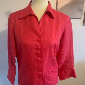 Beautiful bright pink linen blouse/jacket made of 100%Irish Linen.